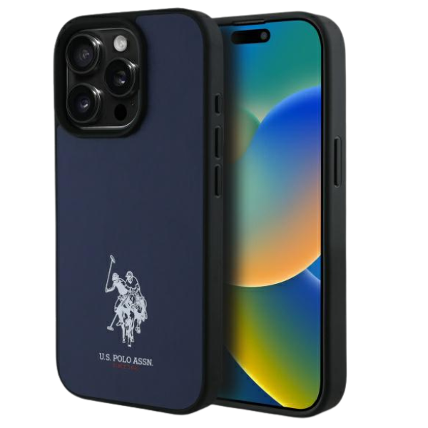 Us Polo Assn US Polo USHCP15XPGEV iPhone 15 Pro Max 6,7″ tamsiai mėlynas odinis dėklas su siuvinėtu DH logotipu aprašymas - Prekės nuotrauka