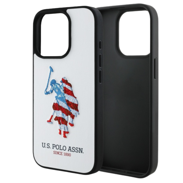 Us Polo Assn US Polo USHCP15XPUSH iPhone 15 Pro Max 6,7″ baltos spalvos odinis dėklas Big DH American Flag aprašymas - Prekės nuotrauka