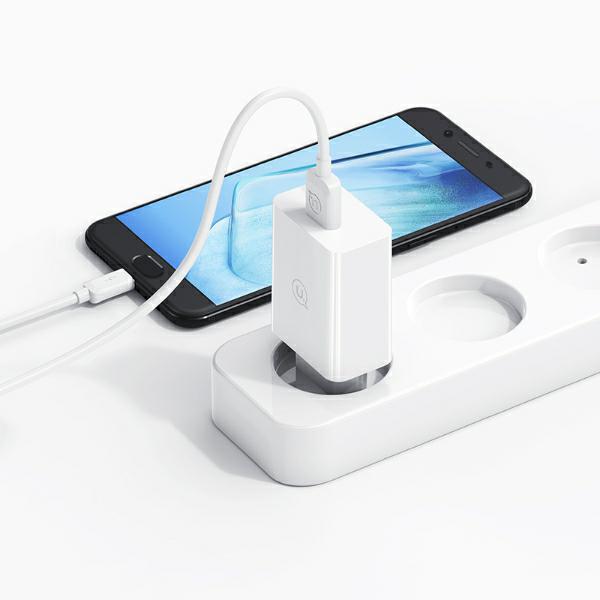 USAMS 18W laidinis įkroviklis + USB-C/USB-A 1 m greitojo įkrovimo laidas, baltos spalvos, Series SC SCXLTZ02 aprašymas - Prekės nuotrauka