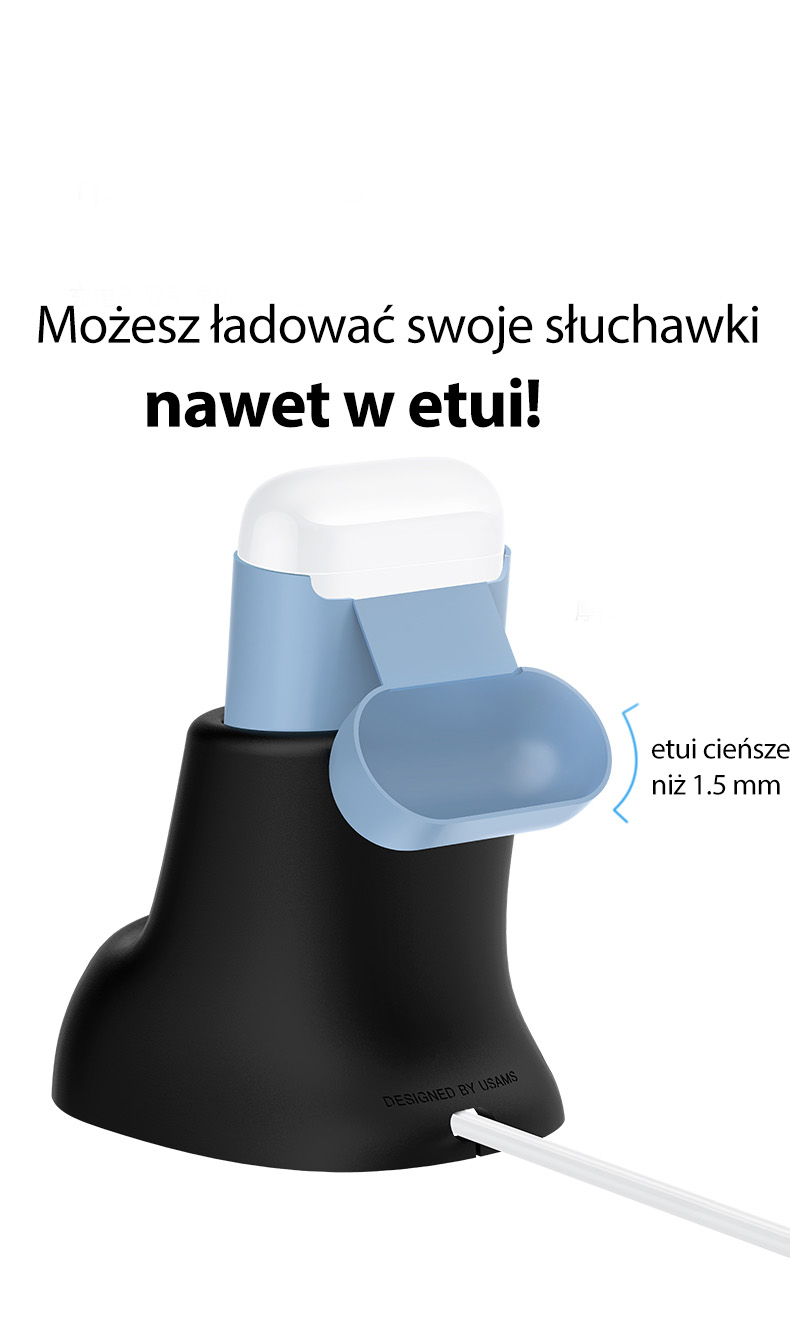 USAMS 2-in-1 silikoninis įkrovimo stovas laikrodžiui ir AirPods Juodas ZJ51ZJ01 (US-ZJ051) aprašymas - Prekės nuotrauka