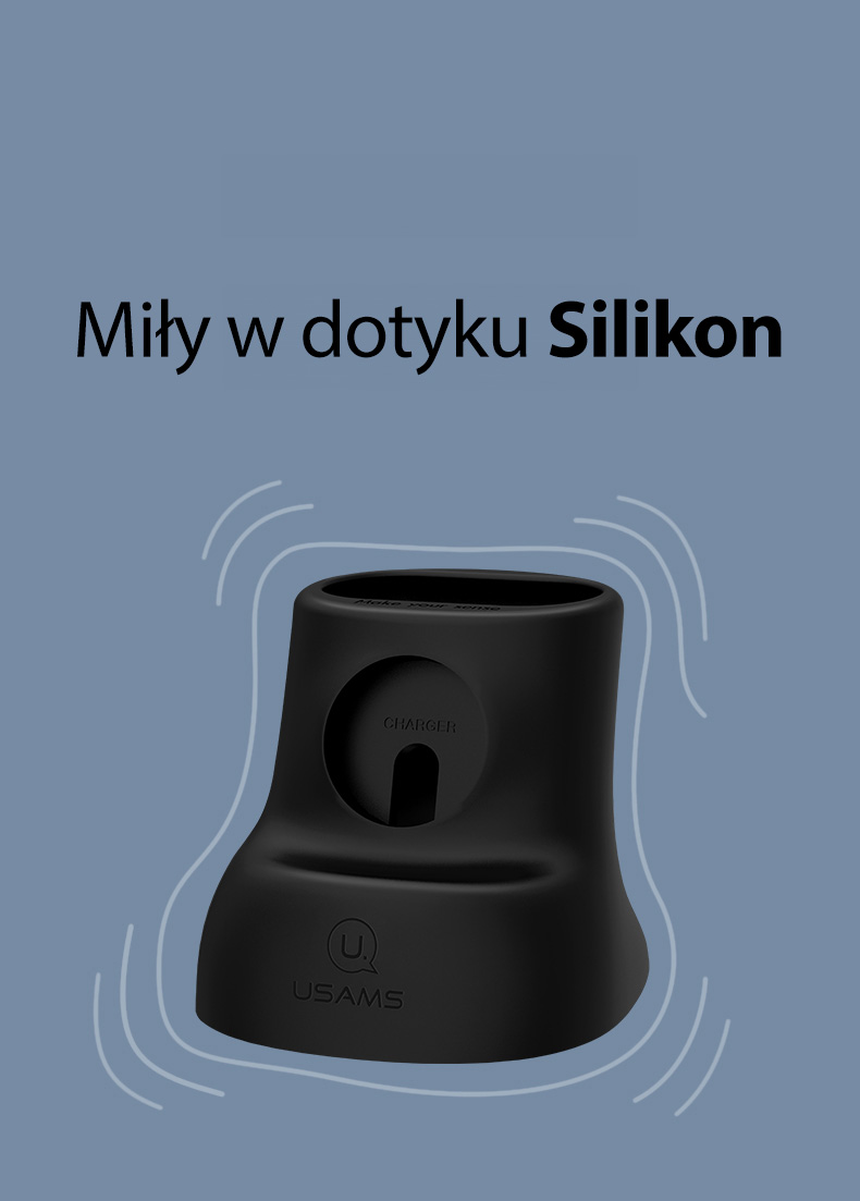 USAMS 2-in-1 silikoninis įkrovimo stovas laikrodžiui ir AirPods Juodas ZJ51ZJ01 (US-ZJ051) aprašymas - Prekės nuotrauka