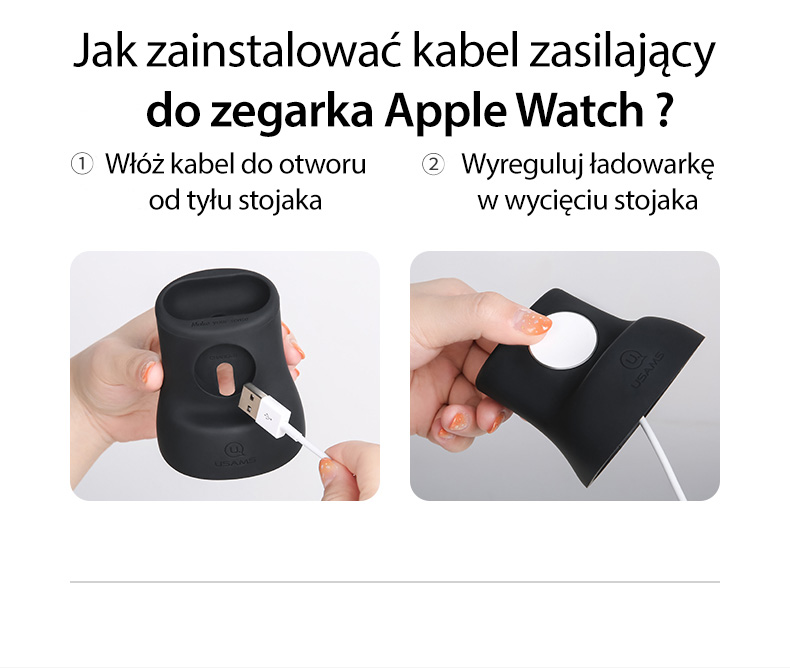 USAMS 2in1 silikoninis įkrovimo stovas laikrodžiui ir AirPods ausinėms, juodas ZJ51ZJ01 (US-ZJ051) aprašymas - Prekės nuotrauka