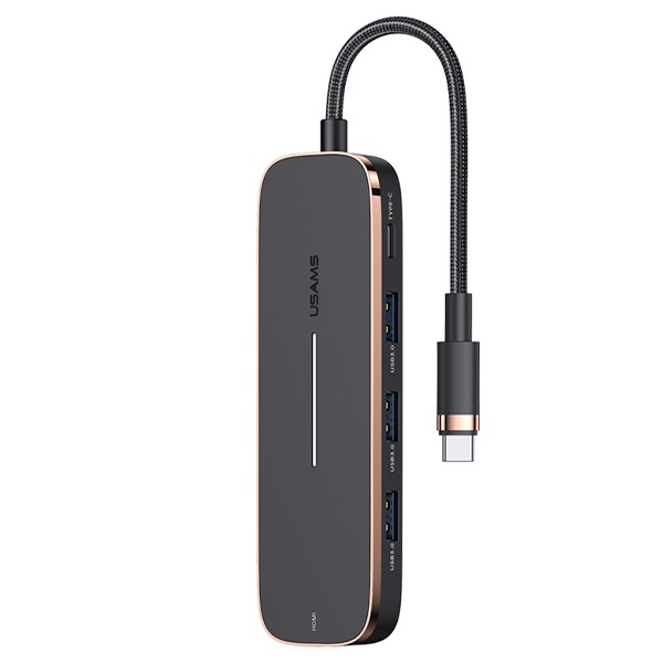 USAMS adapteris HUB 3xUSB + USB-C + HDMI juodas SJ578HUB01 (US-SJ578) aprašymas - Prekės nuotrauka