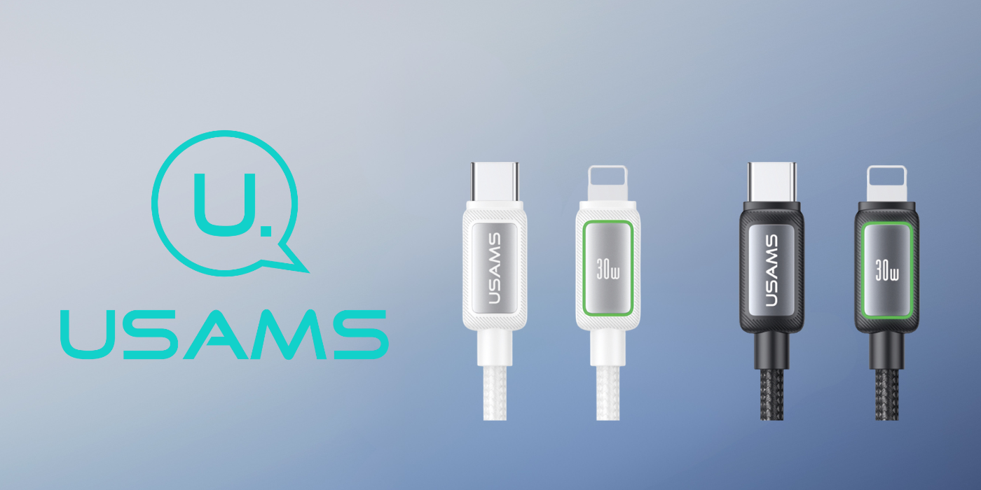 USAMS Al-Alloy SJ816 U110 RGB greito įkrovimo 30W USB-C į Lightning laidas 1.2 m juodas aprašymas - Prekės nuotrauka
