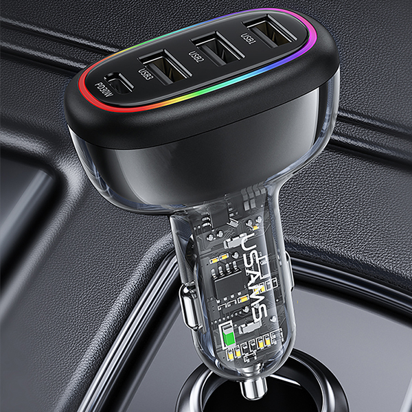 USAMS automobilinis įkroviklis 1xUSB-C 3xUSB-A C34 48W 3A+C PD Fast Charge juodas CC170CC01 (US-CC170) aprašymas - Prekės nuotrauka USAMS automobilinis įkroviklis 1xUSB-C 3xUSB-A C34 48W 3A+C PD Fast Charge juodas CC170CC01 (US-CC170) aprašymas - Prekės nuotrauka