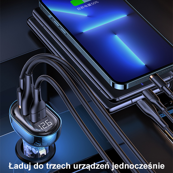 USAMS automobilinis įkroviklis 2xUSB+1xUSB-C 80W Fast Charge mėlynas CC159CC02 (US-CC159) aprašymas - Prekės nuotrauka USAMS automobilinis įkroviklis 2xUSB+1xUSB-C 80W Fast Charge mėlynas CC159CC02 (US-CC159) aprašymas - Prekės nuotrauka