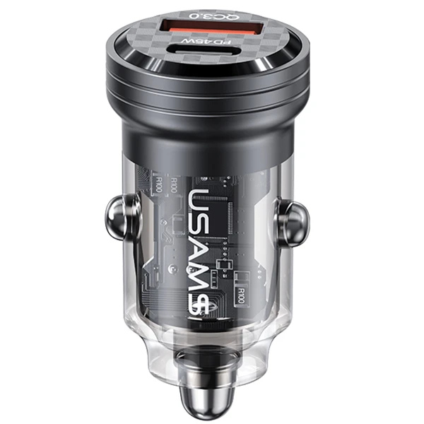 USAMS automobilinis įkroviklis C35 USB+USB-C 45W Fast Charge juodos spalvos CC175CC01 (US-CC175) aprašymas - Prekės nuotrauka