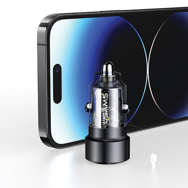 USAMS automobilinis įkroviklis C39 USB+USB-C 60WFast Charge violetinė CC208CC02 (US-CC208) aprašymas - Prekės nuotrauka