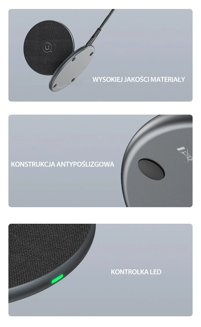 USAMS belaidis įkroviklis US-CD223 15W juodos spalvos CD223ZJ01 aprašymas - Prekės nuotrauka USAMS belaidis įkroviklis US-CD223 15W juodos spalvos CD223ZJ01 aprašymas - Prekės nuotrauka