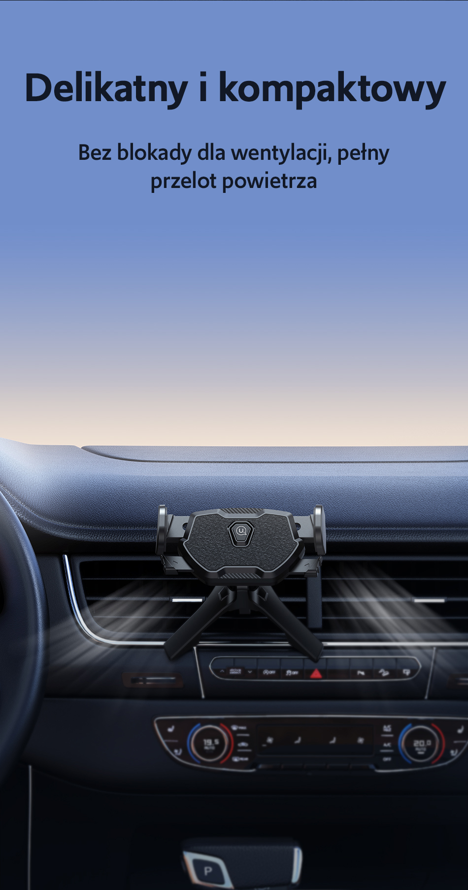 USAMS besisukantis laikiklis ventiliacijos grotelėms, juodos spalvos ZJ77ZJ01 (US-ZJ077) aprašymas - Prekės nuotrauka