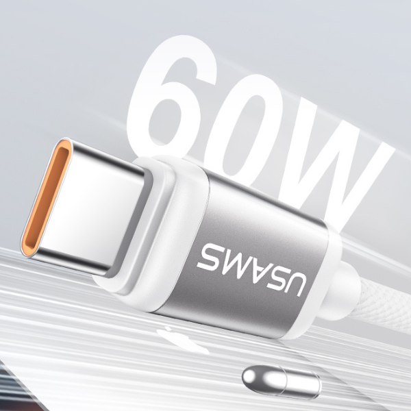 USAMS Bicolor Series SJ756 PD 60W USB-C/USB-C 1,2 m laidas, žalias ir violetinis aprašymas - Prekės nuotrauka