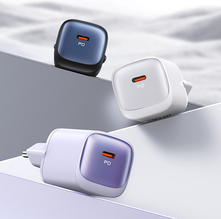 USAMS CC251 30W GaN USB-C greitojo įkrovimo HC serijos įkroviklis, violetinės spalvos CC251TC03 aprašymas - Prekės nuotrauka