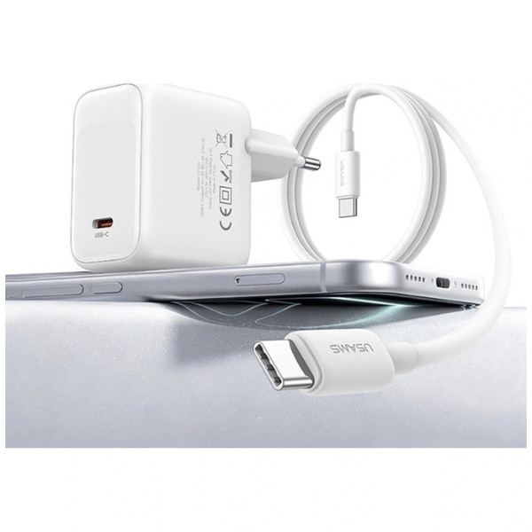 USAMS CC339 T76 45W GaN greitasis įkroviklis USB-C sieninis įkroviklis baltas aprašymas - Prekės nuotrauka