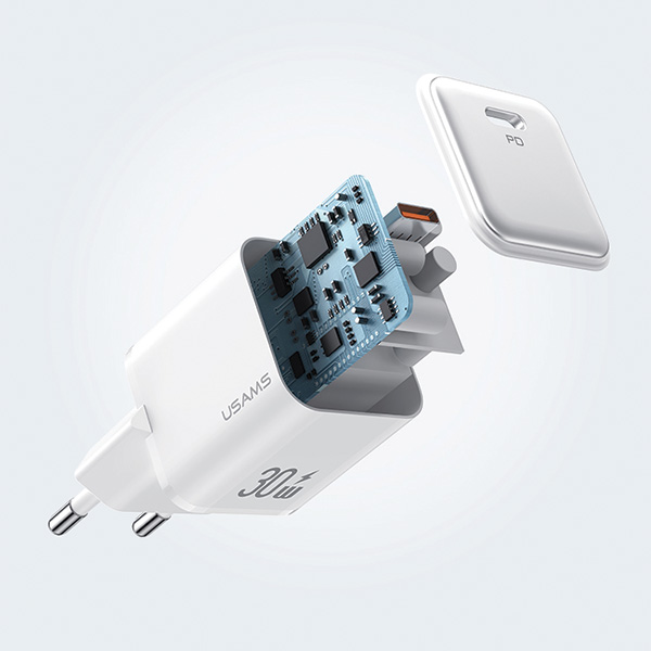 USAMS įkroviklis 1xUSB-C PD30W 3A (tik galvutė) PD3.0 greitas įkrovimas violetinis X-ron Series CC186 aprašymas - Prekės nuotrauka