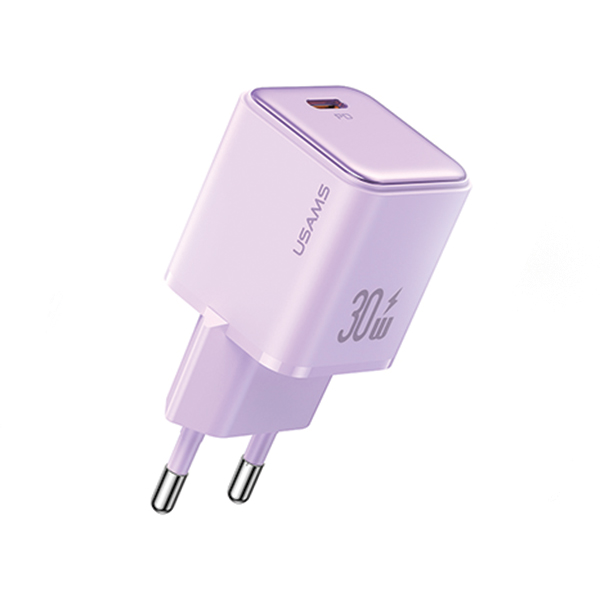USAMS įkroviklis 1xUSB-C PD30W 3A (tik galvutė) PD3.0 greitas įkrovimas violetinis X-ron Series CC186 aprašymas - Prekės nuotrauka