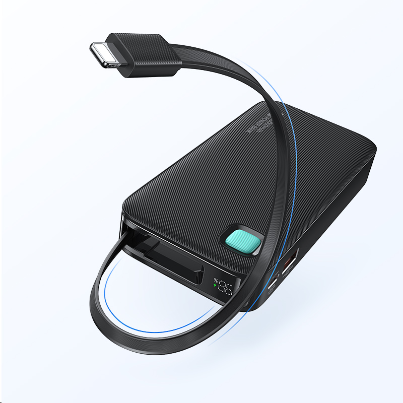 USAMS išorinė baterija su ištraukiamu laidu, ištraukiamas Lightning 10000 mAh PD 20W greitas įkrovimas XY Series aprašymas - Prekės nuotrauka
