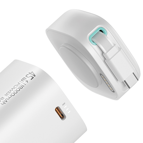 USAMS išorinė baterija su ištraukiamu USB-C laidu 18000 mAh PD45W greitas įkrovimas XMF serijos juodos spalvos aprašymas - Prekės nuotrauka