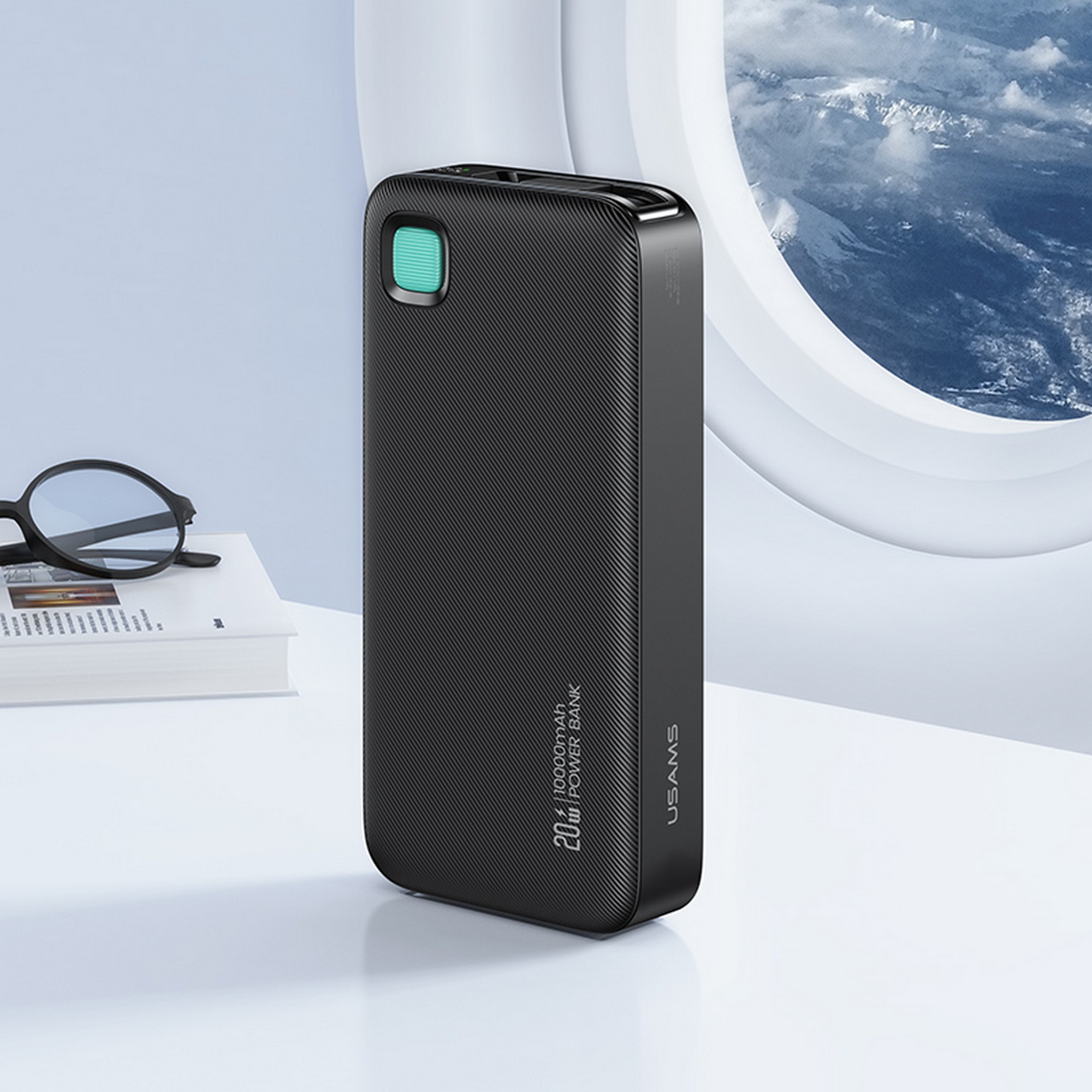 USAMS išorinė baterija su ištraukiamu USB-C laidu 10000 mAh PD 20W greitas įkrovimas XY serija, baltos spalvos aprašymas - Prekės nuotrauka