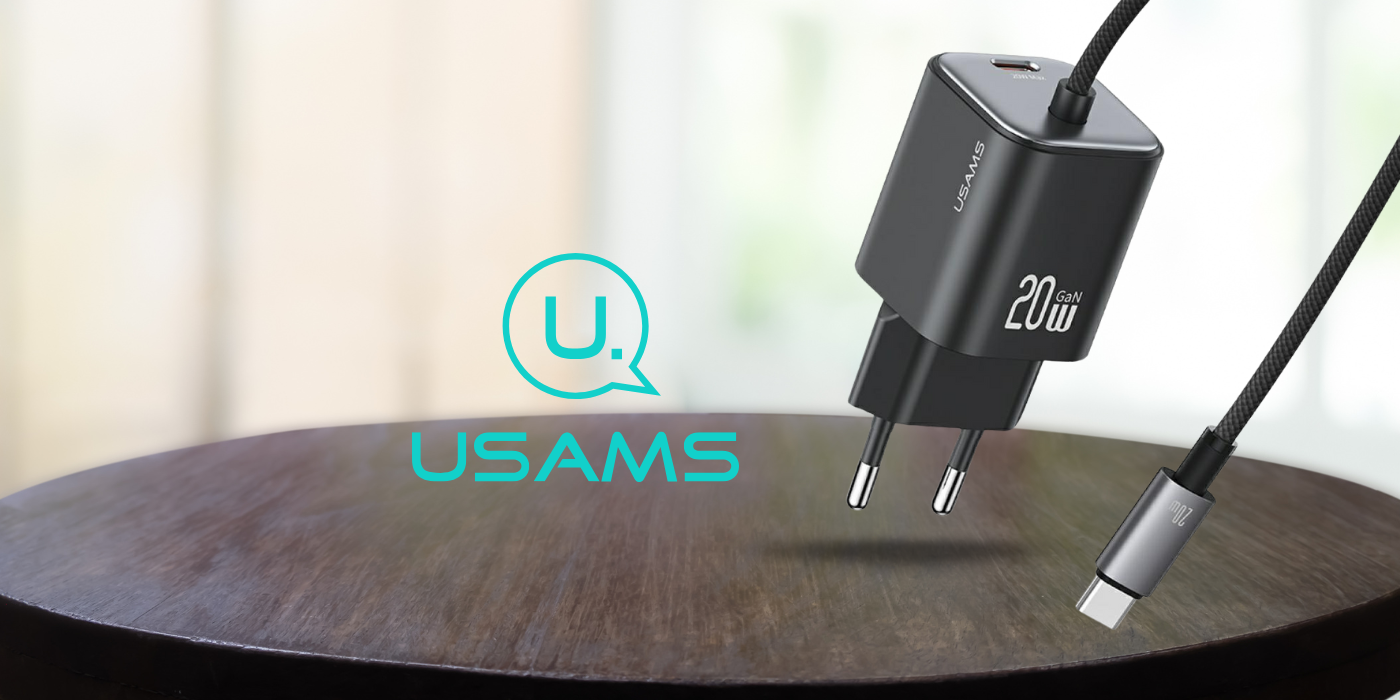 USAMS JC Series CC261 20W GaN mini greitasis įkroviklis 2xUSB-C juodos spalvos aprašymas - Prekės nuotrauka