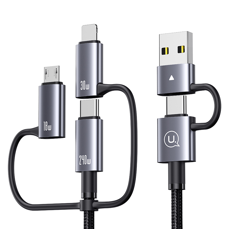 USAMS Kabelis 6in1 Fast charging 240W 2m Data Kabelis Digital dispay Aluminum Alloy Sufeng Series (SJ7 aprašymas - Prekės nuotrauka