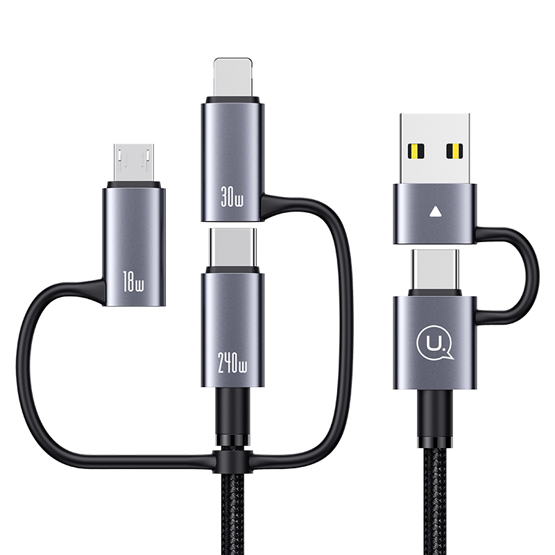 USAMS Kabelis 6in1 Fast charging 240W 2m Data Kabelis Digital dispay Aluminum Alloy Sufeng Series (SJ7 aprašymas - Prekės nuotrauka