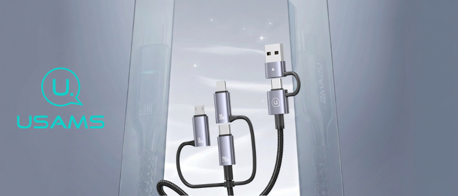 USAMS Kabelis 6in1 Fast charging 240W 2m Data Kabelis Digital dispay Aluminum Alloy Sufeng Series (SJ7 aprašymas - Prekės nuotrauka