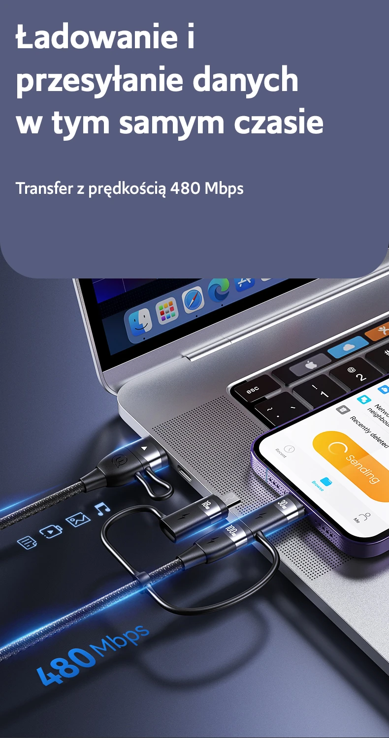 USAMS Kabelis U85 2xUSB-C/USB/Micro-USB/Lightning 6in1 1.2m 100W PD Fast Charge juodos spalvos SJ645USB01 aprašymas - Prekės nuotrauka USAMS Kabelis U85 2xUSB-C/USB/Micro-USB/Lightning 6in1 1.2m 100W PD Fast Charge juodos spalvos SJ645USB01 aprašymas - Prekės nuotrauka