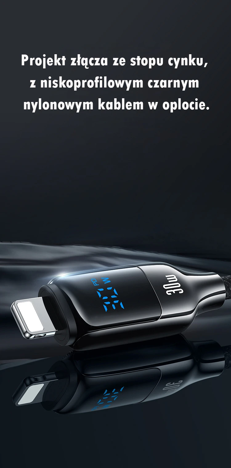 USAMS Kabelis USB-C į Lightning 30W 1,2m Skaitmeninis Ekranas Cinko lydinio greito įkrovimo duomenų kabelis HX Series SJ741USB01 (US-SJ741) aprašymas - Prekės nuotrauka USAMS Kabelis USB-C į Lightning 30W 1,2m Skaitmeninis Ekranas Cinko lydinio greito įkrovimo duomenų kabelis HX Series SJ741USB01 (US-SJ741) aprašymas - Prekės nuotrauka