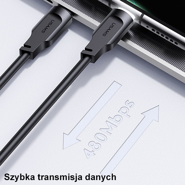 USAMS kabelis USB-C į USB-C 100W 1.2m su ekrano rodiniu, greitas įkrovimas, Lithe serija, violetinės spalvos SJ567USB03 aprašymas - Prekės nuotrauka