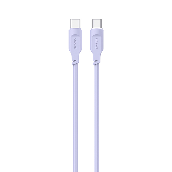 USAMS kabelis USB-C į USB-C 100W 1.2m su ekrano rodiniu, greitas įkrovimas, Lithe serija, violetinės spalvos SJ567USB03 aprašymas - Prekės nuotrauka
