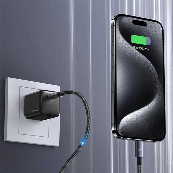 USAMS Kabelis USB-C į USB-C 60W 1,2m greito įkrovimo nešvarumai SJ661USB01 (US-SJ661) aprašymas - Prekės nuotrauka