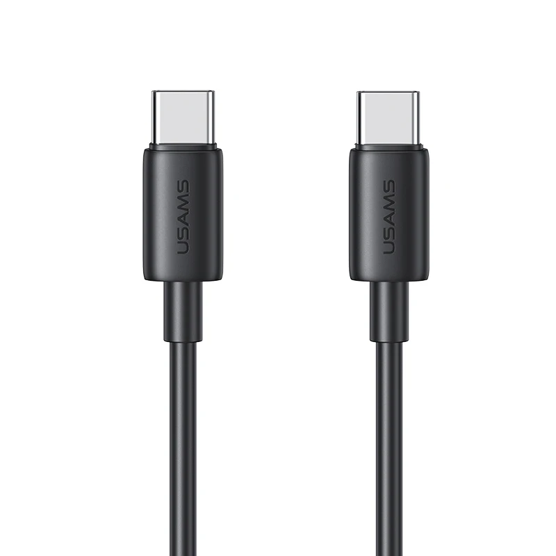 USAMS Kabelis USB-C į USB-C 60W 1m Fast Charging YD Series juodos spalvos SJ711USB01(US-SJ711) aprašymas - Prekės nuotrauka