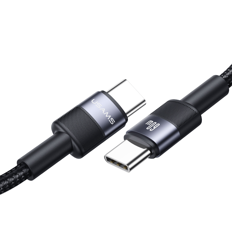 USAMS Kabelis USB-C į USB-C 60W 1.2m greito įkrovimo, plienas/tamsus SJ724USBSG01 (US-SJ724) aprašymas - Prekės nuotrauka USAMS Kabelis USB-C į USB-C 60W 1.2m greito įkrovimo, plienas/tamsus SJ724USBSG01 (US-SJ724) aprašymas - Prekės nuotrauka