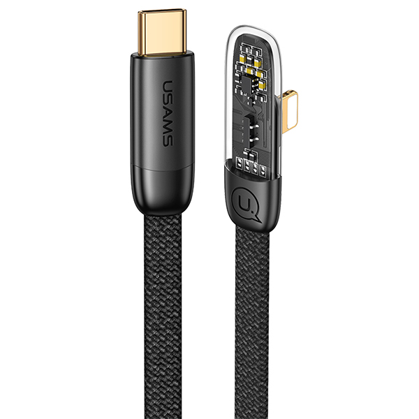USAMS kampinis kabelis USB-C į Lightning PD 20W greitojo įkrovimo Iceflake Series 1.2m juodos spalvos SJ583USB01 aprašymas - Prekės nuotrauka