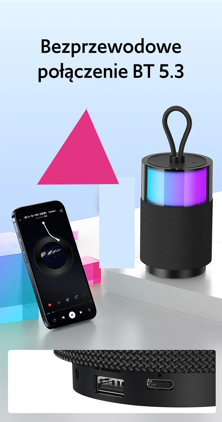 USAMS kolonėlė Bluetooth 5.3 YIN Series juodos spalvos YX12YX01 (US-YX012) aprašymas - Prekės nuotrauka