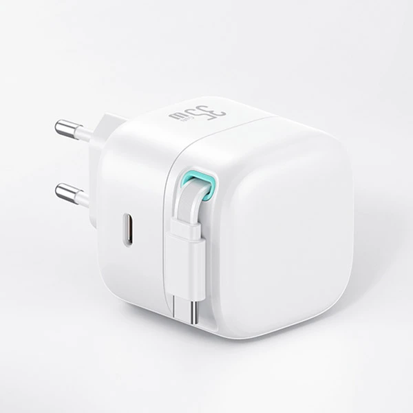 USAMS Laidinis įkroviklis 1xUSB-C su suvyniojamu kabeliu Lighning Retractable PD+QC 35W Gan Fast Charging baltos spalvos XMF Series CC209TC02 (US-CC209) aprašymas - Prekės nuotrauka