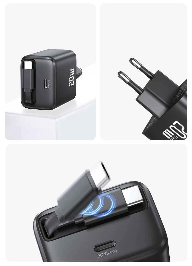 USAMS Laidinis įkroviklis 1xUSB-C su suvyniojamu kabeliu USB-C Retractable PD+QC 20W Gan Fast Charging baltos spalvos YC Series CC233TC02 (US-CC233) aprašymas - Prekės nuotrauka USAMS Laidinis įkroviklis 1xUSB-C su suvyniojamu kabeliu USB-C Retractable PD+QC 20W Gan Fast Charging baltos spalvos YC Series CC233TC02 (US-CC233) aprašymas - Prekės nuotrauka