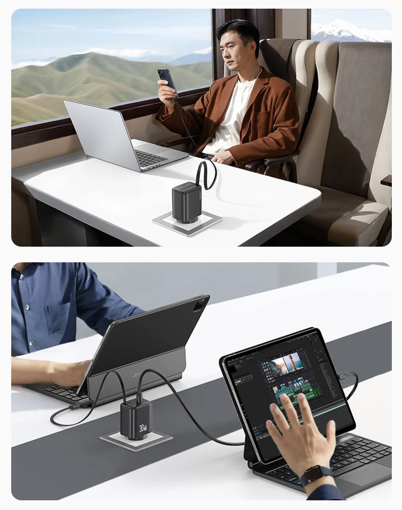 USAMS Laidinis įkroviklis 1xUSB-C su suvyniojamu kabeliu USB-C Retractable PD+QC 30W Gan Fast Charging juodos spalvos YC Series CC241TC01 (US-CC241) aprašymas - Prekės nuotrauka USAMS Laidinis įkroviklis 1xUSB-C su suvyniojamu kabeliu USB-C Retractable PD+QC 30W Gan Fast Charging juodos spalvos YC Series CC241TC01 (US-CC241) aprašymas - Prekės nuotrauka