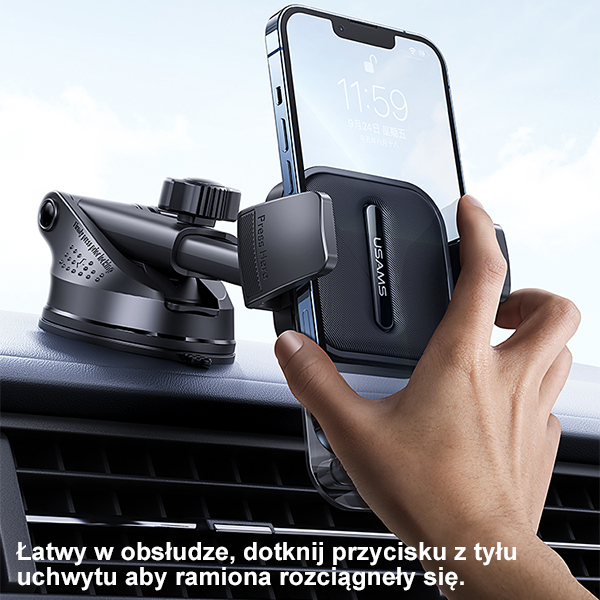 USAMS laikiklis prietaisų skydeliui / priekiniam stiklui, juodos spalvos ZJ072ZJ01 (US-ZJ072) aprašymas - Prekės nuotrauka
