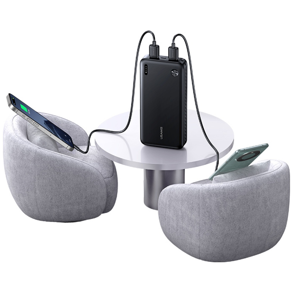 USAMS PB83 Power Bank 2xUSB-A 1xUSB-C 20000mAh juodas aprašymas - Prekės nuotrauka