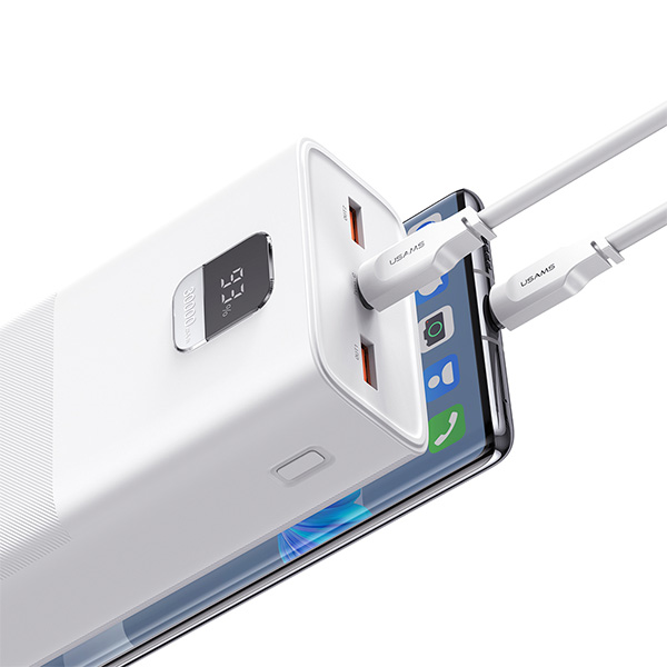 USAMS Powerbank PB68 30000mAh 65WQC3.0+PD Fast Charge + USB-C/USB-C cable 100W baltas ATXLOGTCT aprašymas - Prekės nuotrauka