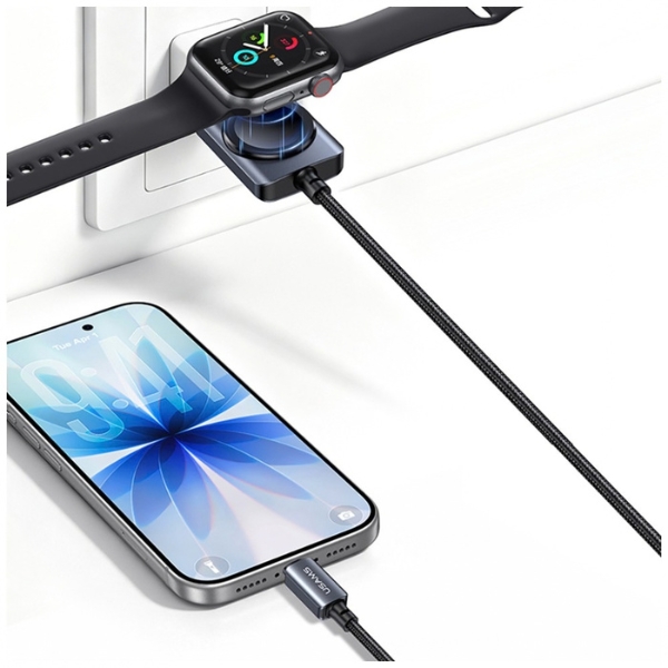 USAMS SJ821 U113 greitojo įkrovimo 100W USB-C į USB-C laidas + belaidis laikrodžio įkroviklis 1.2 m juodas aprašymas - Prekės nuotrauka