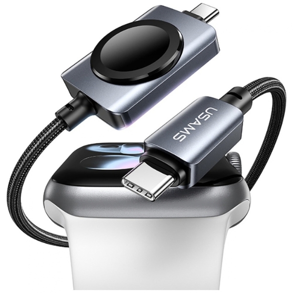 USAMS SJ821 U113 greitojo įkrovimo 100W USB-C į USB-C laidas + belaidis laikrodžio įkroviklis 1.2 m juodas aprašymas - Prekės nuotrauka