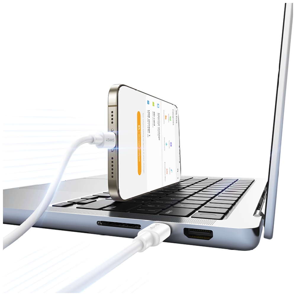 USAMS U90 cable 60W USB-C to USB-C baltas aprašymas - Prekės nuotrauka