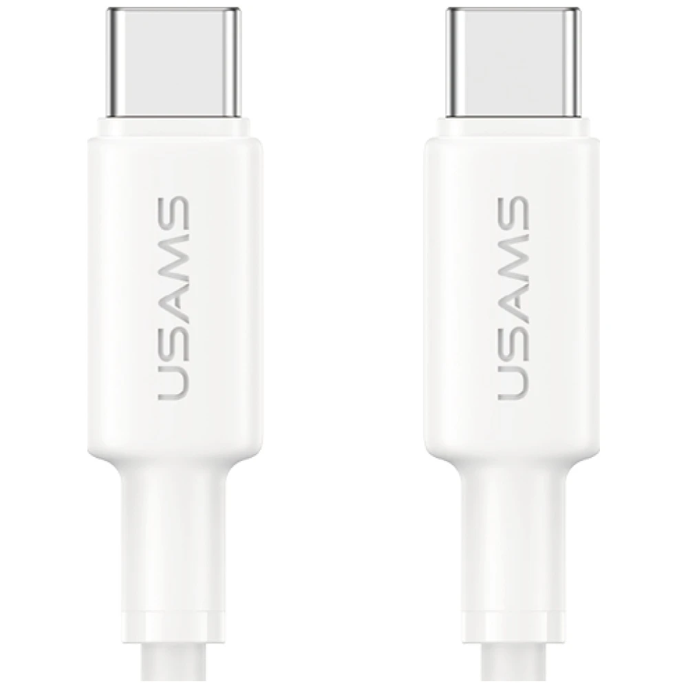 USAMS U90 kabelis 60W USB-C į USB-C baltos spalvos aprašymas - Prekės nuotrauka