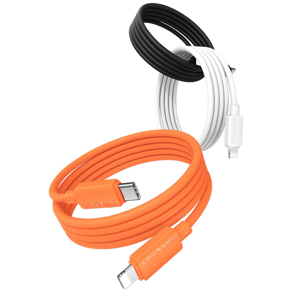 USAMS U98 30W 3A silikoninis greito įkrovimo laidas USB-C į Lightning baltas aprašymas - Prekės nuotrauka