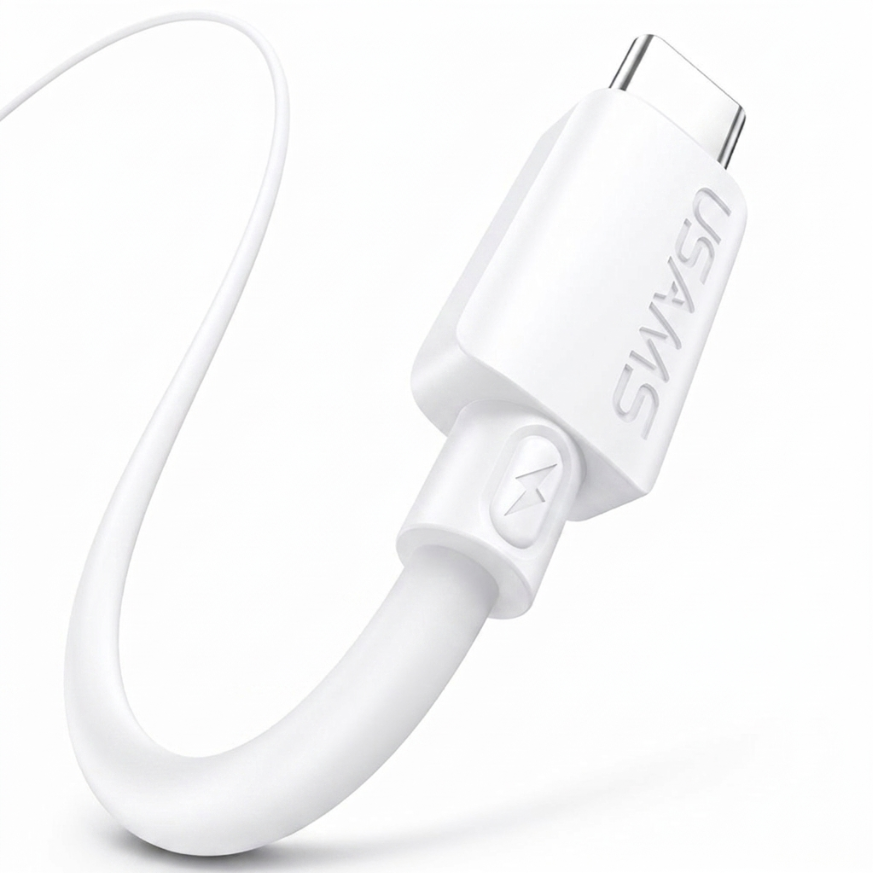 USAMS U98 30W 3A silikoninis greito įkrovimo laidas USB-C į Lightning baltas aprašymas - Prekės nuotrauka