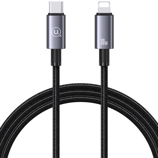 USAMS USB-C į Lightning kabelis 30W 1.2m greitas įkrovimas plieno/tamsiai pilkas SJ662USB01 (US-SJ662) aprašymas - Prekės nuotrauka