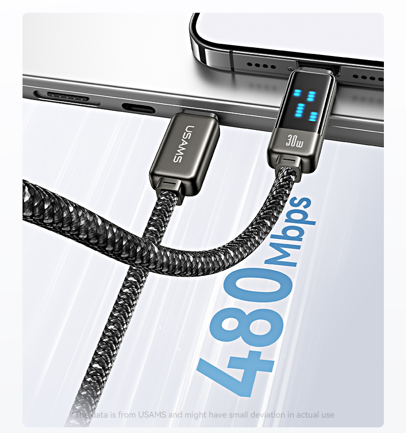 USAMS USB-C į Lightning Kabelis 30W 1.2m Zinc Alloy Fast Charging Data Kabelis Meteor Series SJ743USB0 aprašymas - Prekės nuotrauka