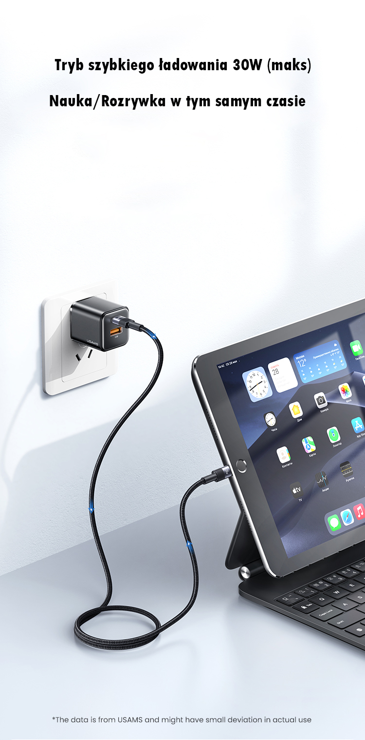 USAMS USB-C į Lightning laidas 30W 1.2m aliuminio lydinio duomenų perdavimo laidas SY Series SJ729USB01 (US-SJ729) aprašymas - Prekės nuotrauka